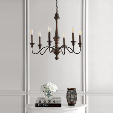 Oakley 25" Midcentury Farmhouse Iron LED Chandelier - JONATHAN Y